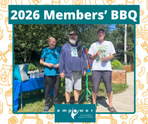 EmpowerNL staff and members smile from the sidewalk at the 2026 BBQ. Title reads 2026 Members' BBQ. The EmpowerNL logo is centered at the bottom.